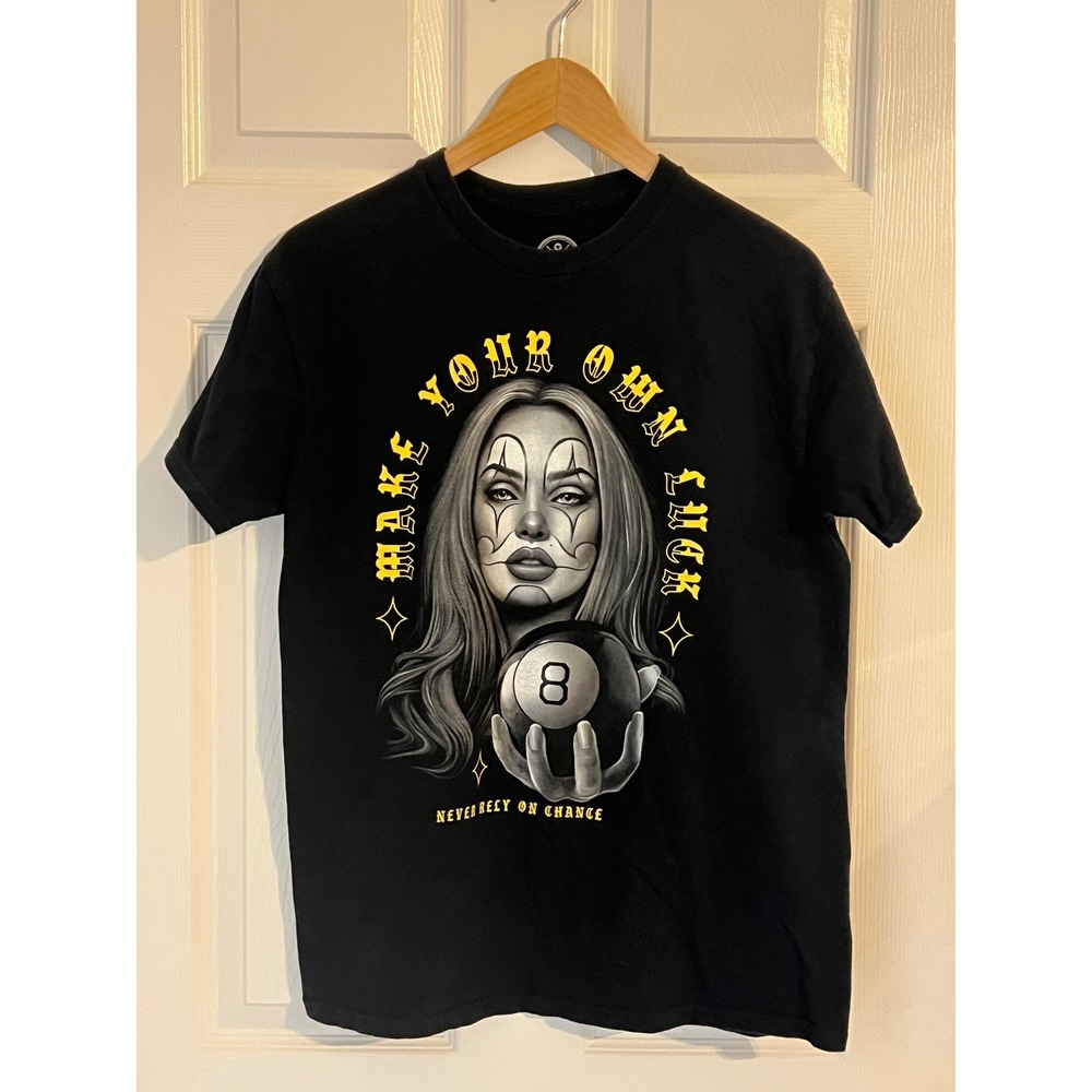 DOM Make Your Own Luck 8 Ball Graphic Tee Men's M Y2K Streetwear Goth